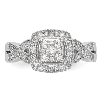 14k White Gold 3/8 Ct. Lab Grown Diamond VS/SI+ G+ Cluster Engagement Ring