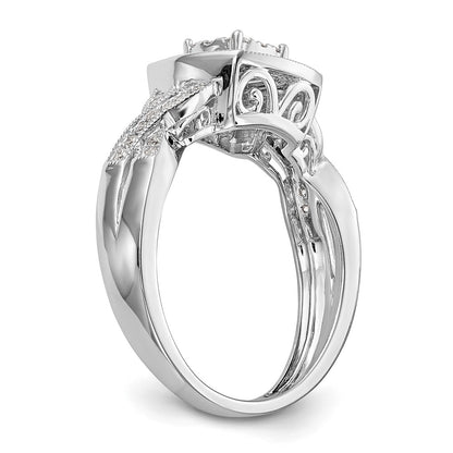 14k White Gold 3/8 Ct. Lab Grown Diamond VS/SI+ G+ Complete Cluster Engagement Ring