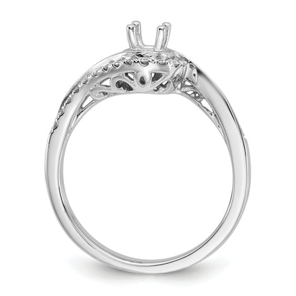 14K White Gold By Pass (Holds 1/4 Carat (4.00mm) Round Center) Diamond Semi Mount Engagement Ring