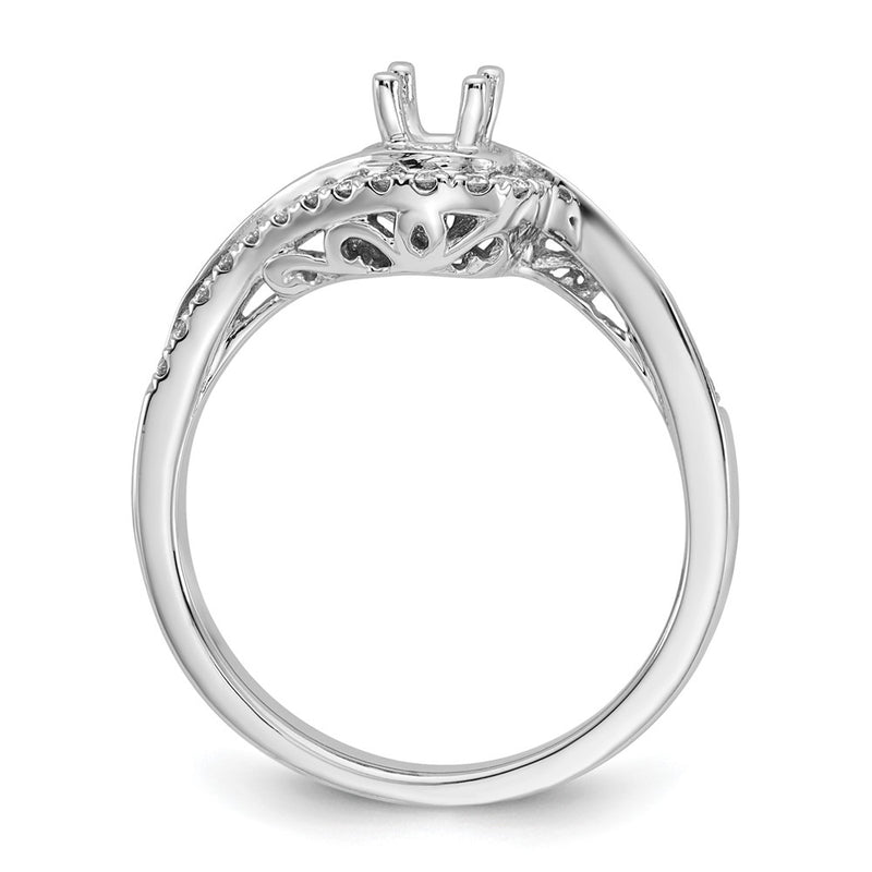 14K White Gold By Pass (Holds 1/4 Carat (4.00mm) Round Center) Diamond Semi Mount Engagement Ring