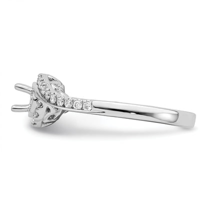 14K White Gold By Pass (Holds 1/4 Carat (4.00mm) Round Center) Diamond Semi Mount Engagement Ring