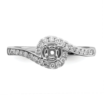 14K White Gold By Pass (Holds 1/4 Carat (4.00mm) Round Center) Diamond Semi Mount Engagement Ring