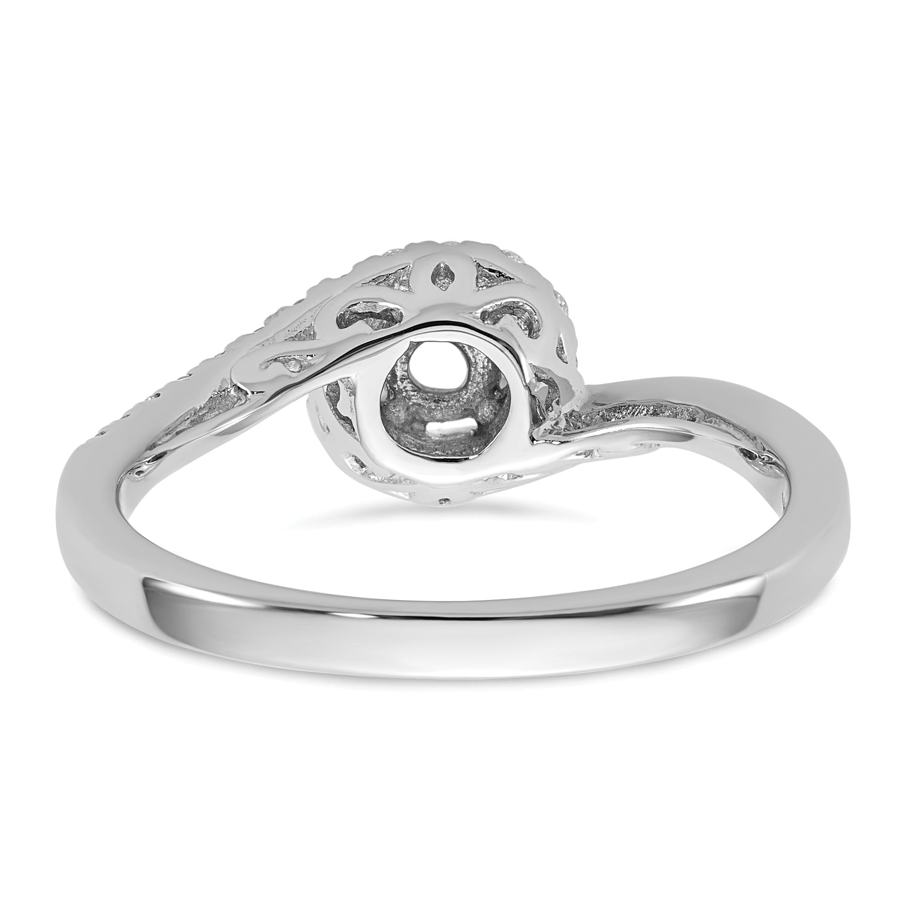 14K White Gold By Pass (Holds 1/4 Carat (4.00mm) Round Center) Diamond Semi Mount Engagement Ring
