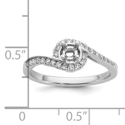 14K White Gold By Pass (Holds 1/4 Carat (4.00mm) Round Center) Diamond Semi Mount Engagement Ring