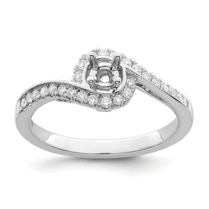 14K White Gold By Pass (Holds 1/4 Carat (4.00mm) Round Center) Diamond Semi Mount Engagement Ring