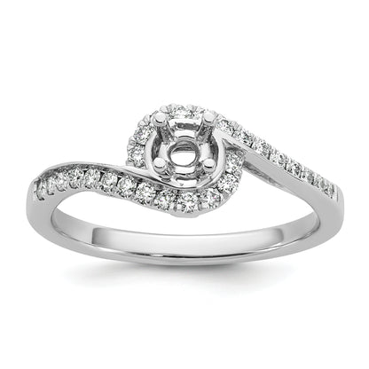 14K White Gold By Pass (Holds 1/4 Carat (4.00mm) Round Center) Diamond Semi Mount Engagement Ring