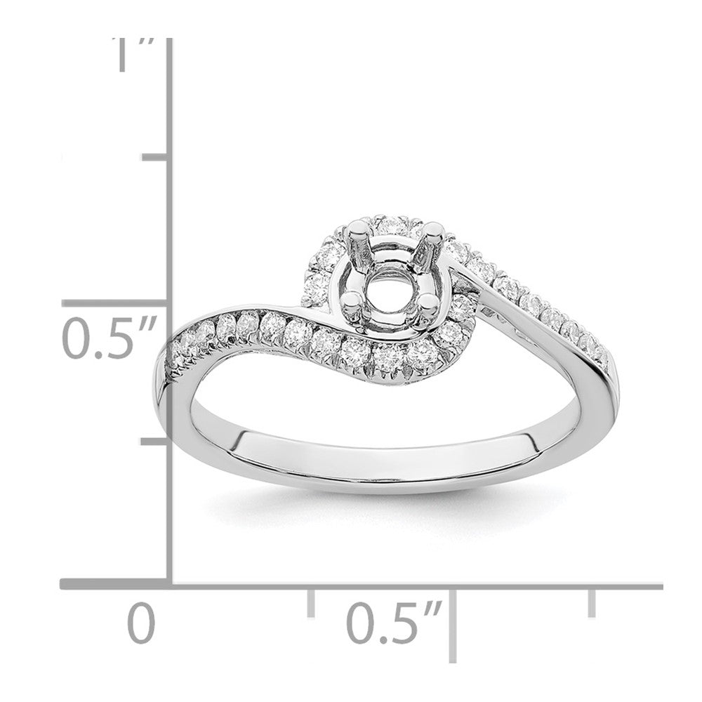 14K White Gold By-Pass (Holds 1/3 carat (4.5mm) Round Center) 1/4 carat Diamond Semi-mount Engagement Ring