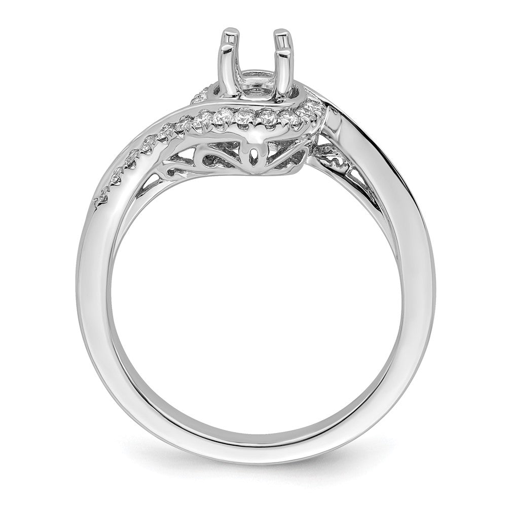 14K White Gold By-Pass (Holds 1/2 carat (5.1mm) Round Center) 1/4 carat Diamond Semi-mount Engagement Ring