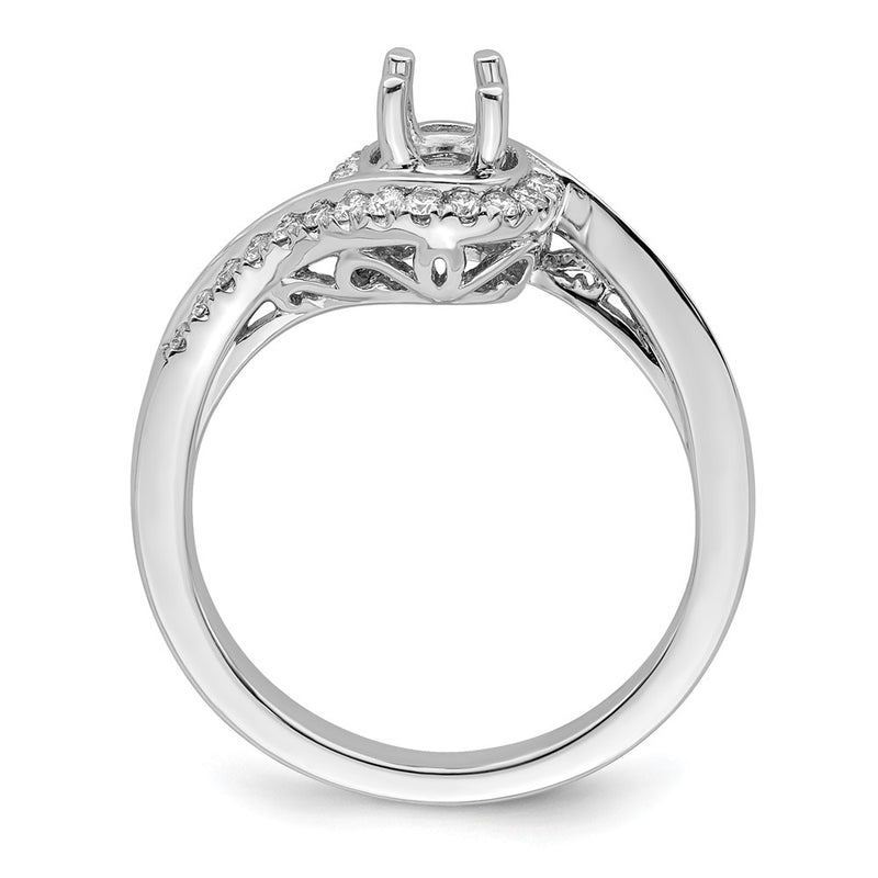 14K White Gold By-Pass (Holds 1/2 carat (5.1mm) Round Center) 1/4 carat Diamond Semi-mount Engagement Ring