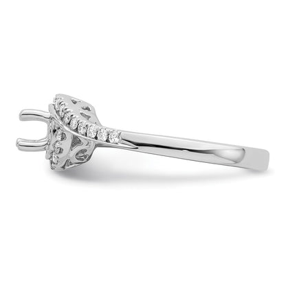 14K White Gold By-Pass (Holds 1/2 carat (5.1mm) Round Center) 1/4 carat Diamond Semi-mount Engagement Ring