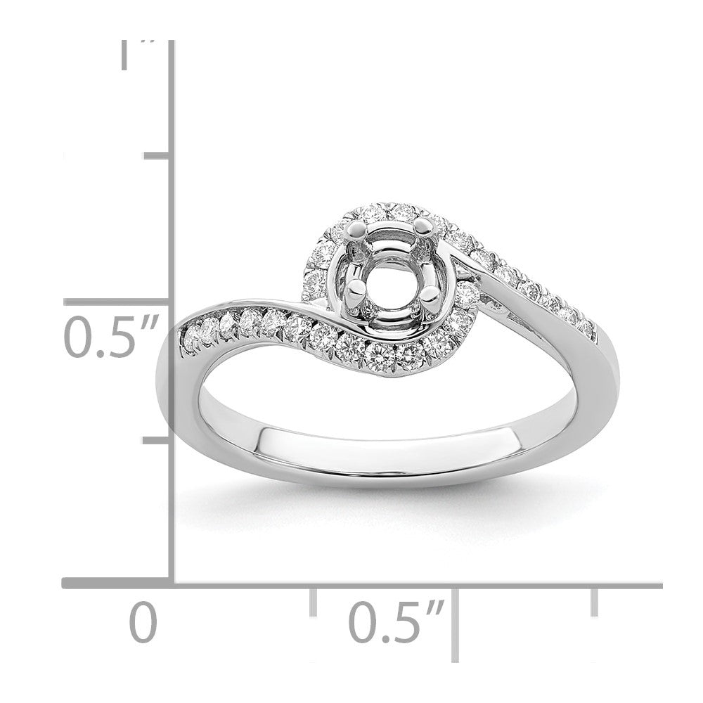 14K White Gold By-Pass (Holds 1/2 carat (5.1mm) Round Center) 1/4 carat Diamond Semi-mount Engagement Ring