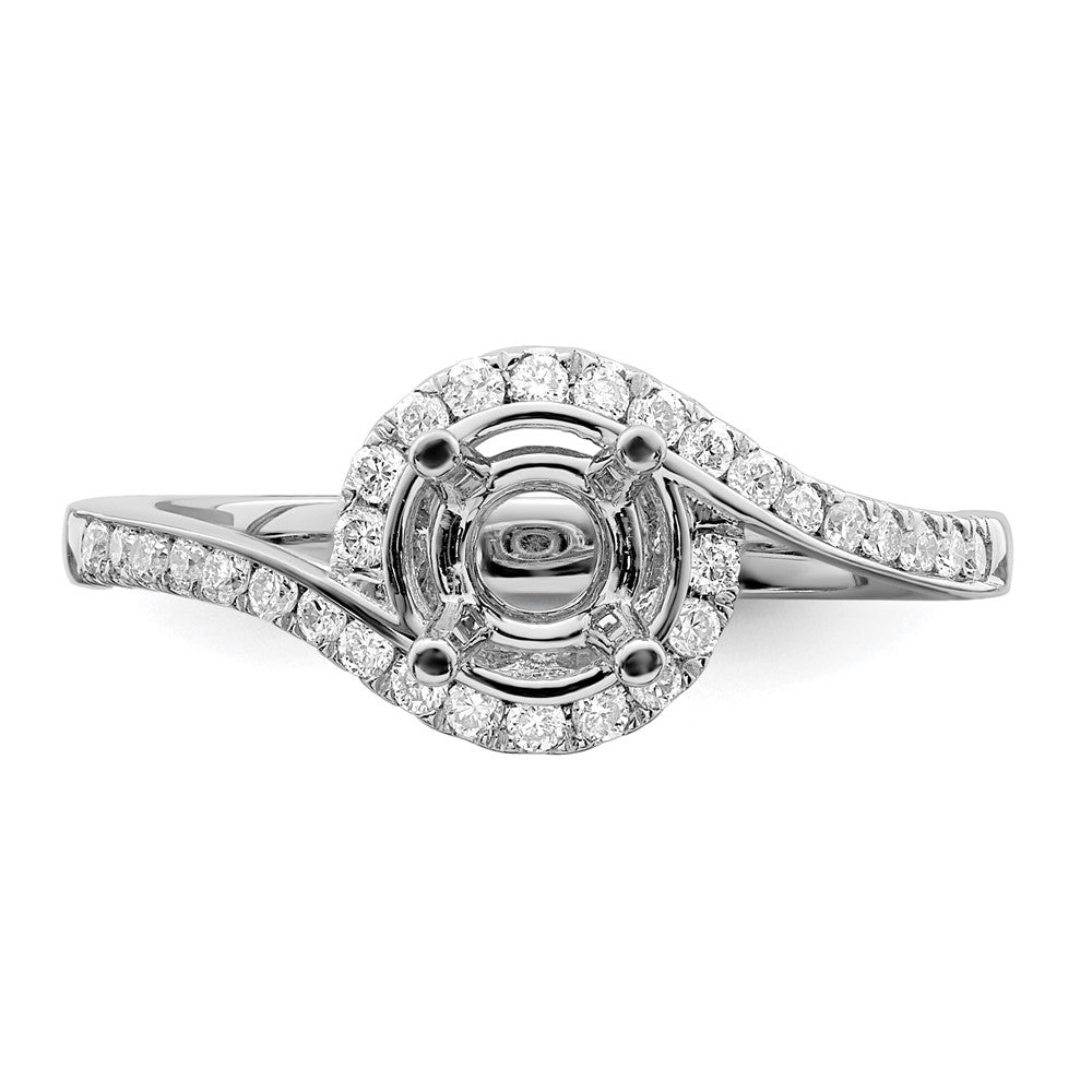 14K White Gold By-Pass (Holds 3/4 carat (5.8mm) Round Center) 1/3 carat Diamond Semi-mount Engagement Ring