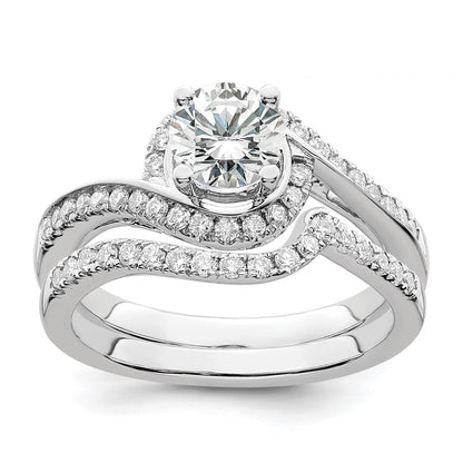 14K White Gold By-Pass (Holds 3/4 carat (5.8mm) Round Center) 1/3 carat Diamond Semi-mount Engagement Ring