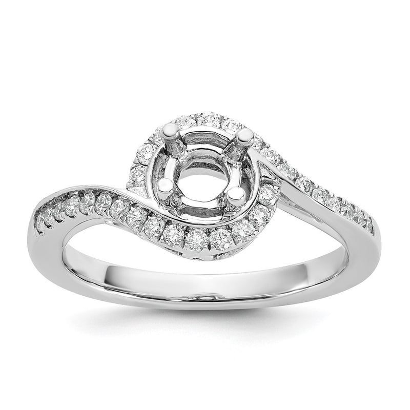14K White Gold By-Pass (Holds 3/4 carat (5.8mm) Round Center) 1/3 carat Diamond Semi-mount Engagement Ring