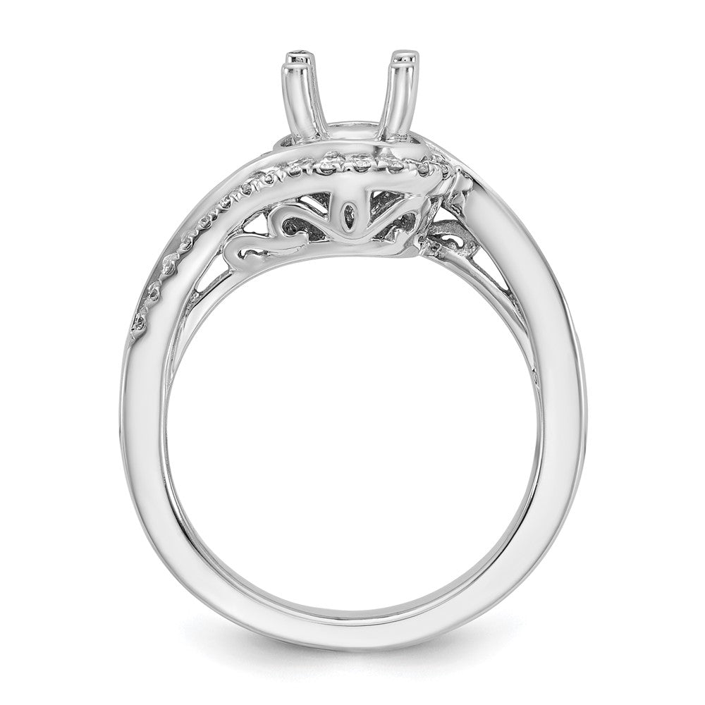 14K White Gold By-Pass (Holds 1 carat (6.5mm) Round Center) 1/3 carat Diamond Semi-mount Engagement Ring
