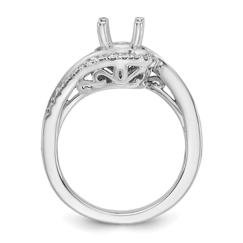 14K White Gold By-Pass (Holds 1 carat (6.5mm) Round Center) 1/3 carat Diamond Semi-mount Engagement Ring
