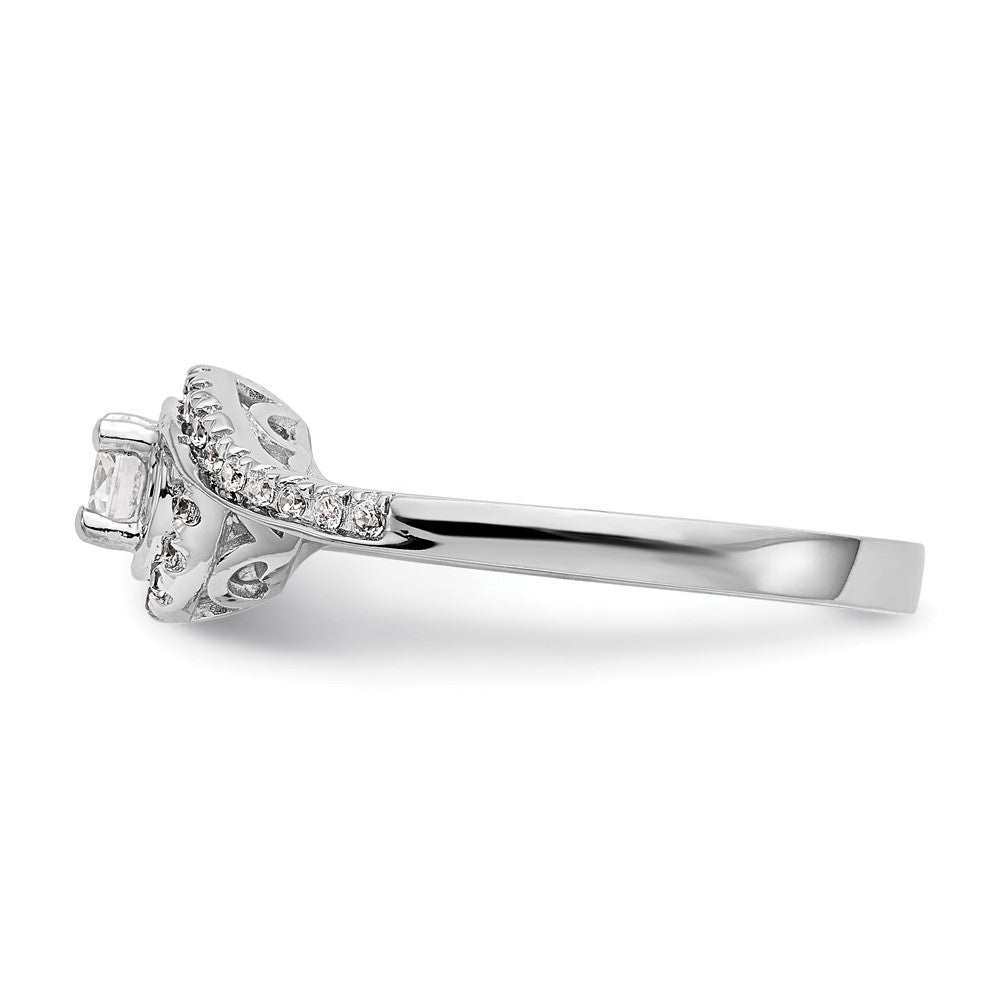 14K White Gold By-Pass (Holds 1 carat (6.5mm) Round Center) 1/3 carat Diamond Semi-mount Engagement Ring