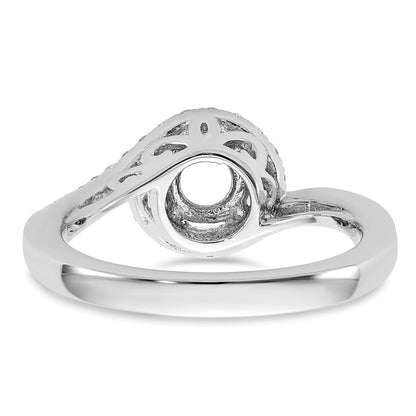14K White Gold By-Pass (Holds 1 carat (6.5mm) Round Center) 1/3 carat Diamond Semi-mount Engagement Ring