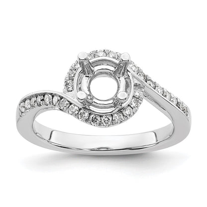 14K White Gold By-Pass (Holds 1 carat (6.5mm) Round Center) 1/3 carat Diamond Semi-mount Engagement Ring