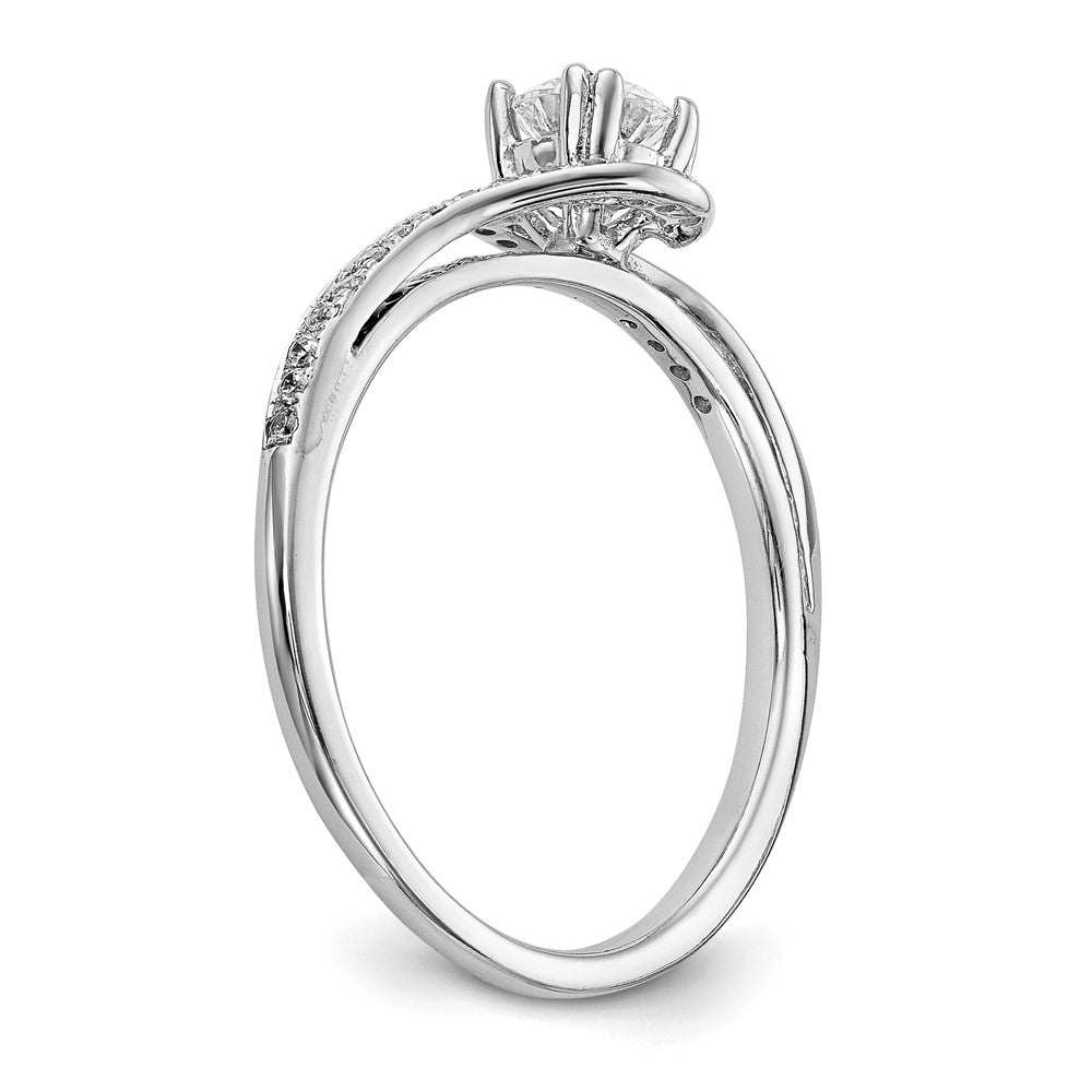14kw Simulated Diamond By Pass Engagement Ring