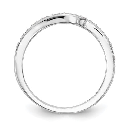 10K White Gold 1/10 Carat Diamond Contoured Complete Wedding Band