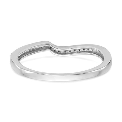 10K White Gold 1/10 Carat Diamond Contoured Complete Wedding Band