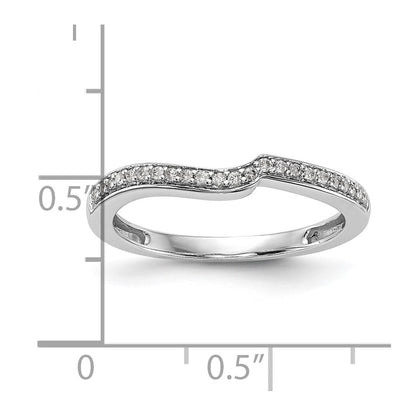 10K White Gold 1/10 Carat Diamond Contoured Complete Wedding Band
