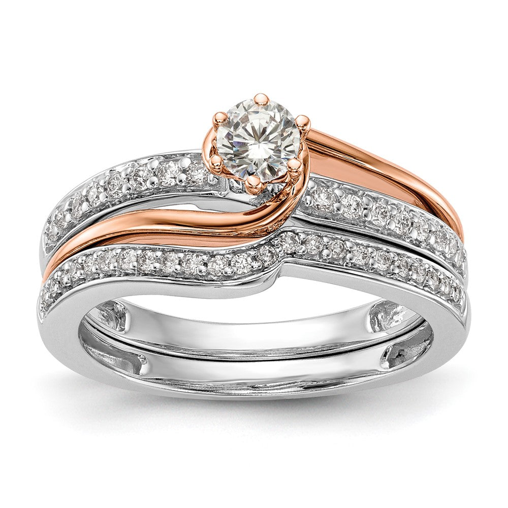 10k Two-Tone Rose and White Gold 3/8 Ct. Lab Grown Diamond VS/SI Complete By-Pass Engagement Ring