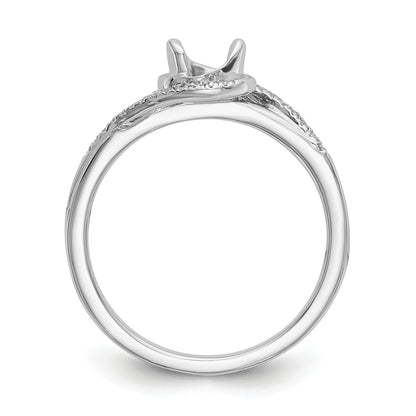 14K White Gold By Pass (Holds 1/6 Carat (3.6mm) Round Center) 1/15 Diamond Semi Mount Engagement Ring