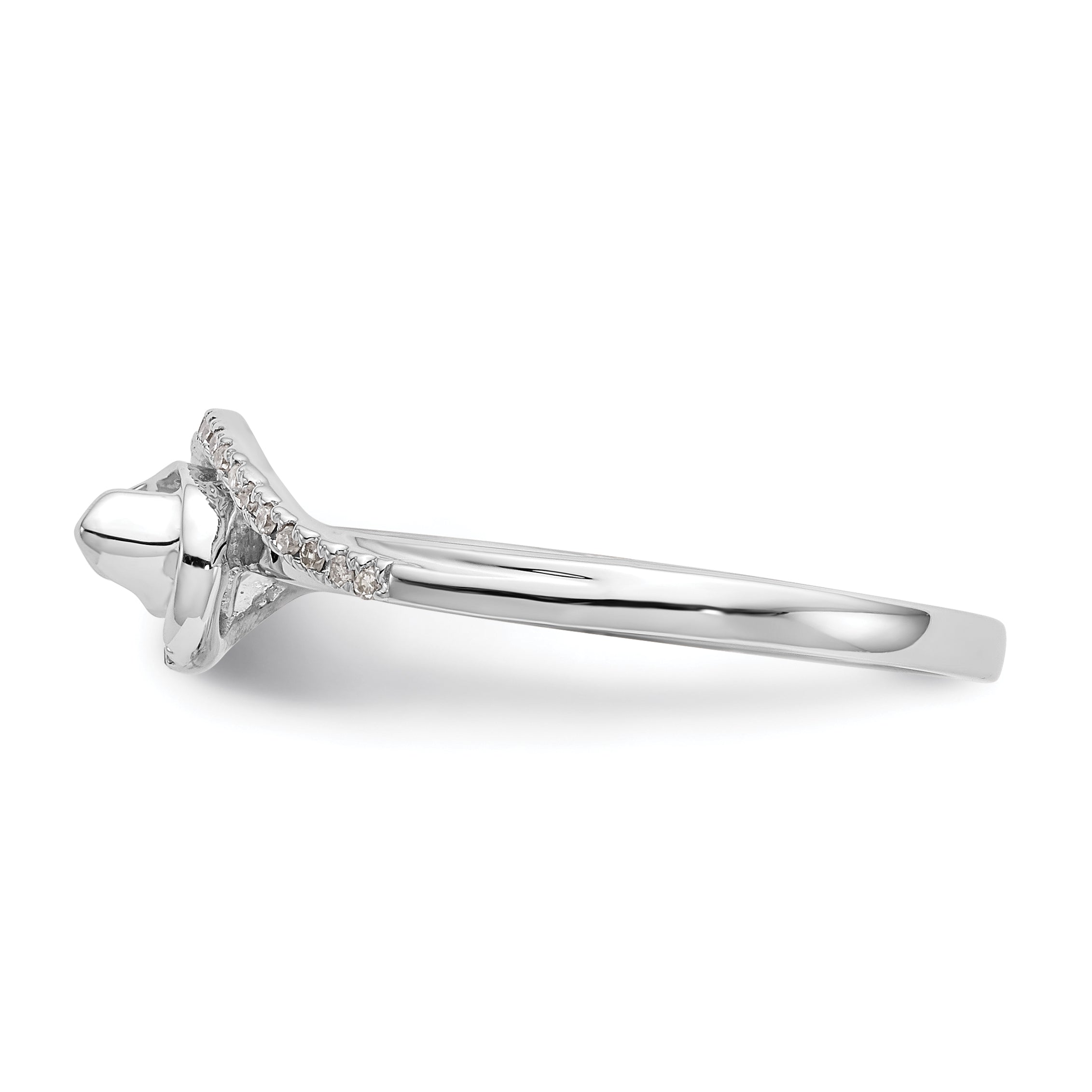 14K White Gold By Pass (Holds 1/6 Carat (3.6mm) Round Center) 1/15 Diamond Semi Mount Engagement Ring