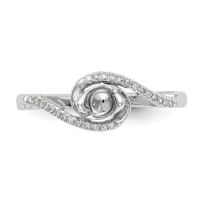 14K White Gold By Pass (Holds 1/6 Carat (3.6mm) Round Center) 1/15 Diamond Semi Mount Engagement Ring