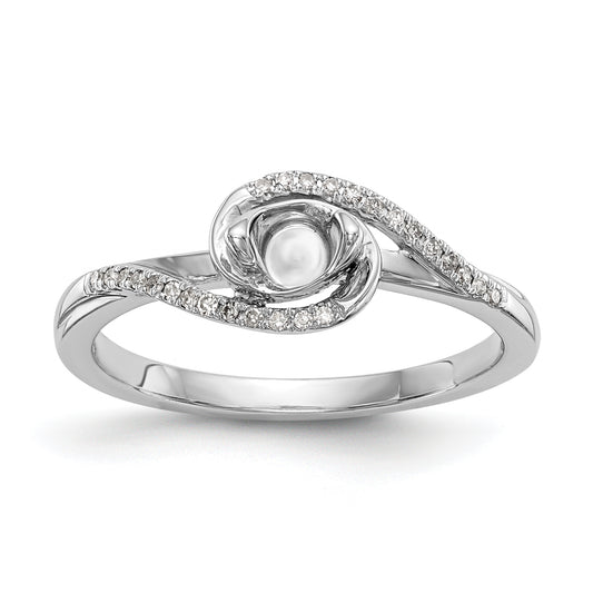 14K White Gold By Pass (Holds 1/6 Carat (3.6mm) Round Center) 1/15 Diamond Semi Mount Engagement Ring