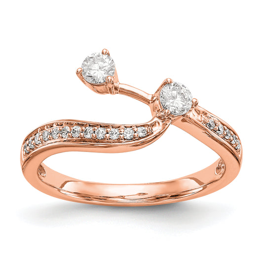 14K Rose Gold Diamond Contoured Wedding Band