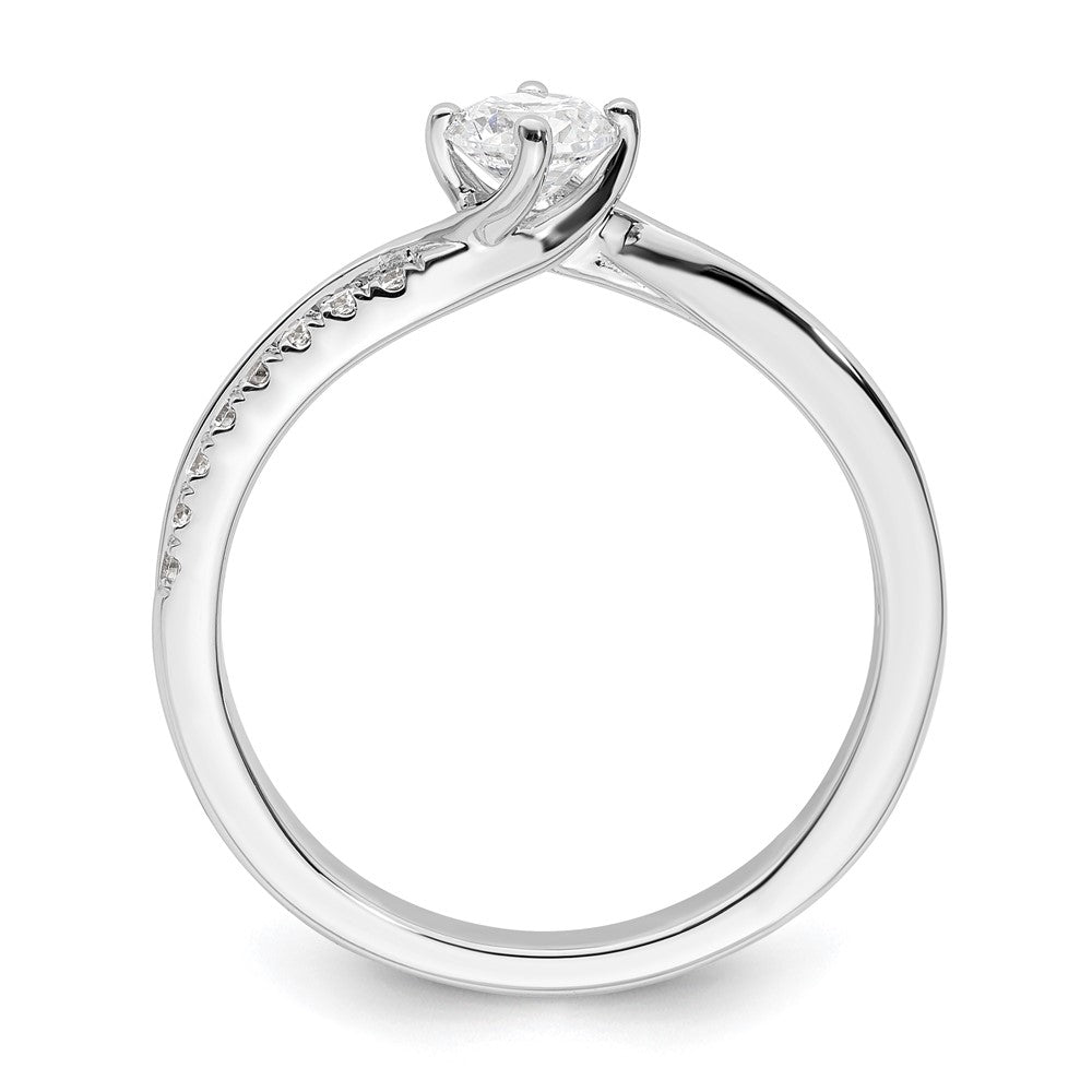 14K White Gold By Pass (Holds 1/3 Carat (4.5mm) Round Center) 1/6 Diamond Semi Mount Engagement Ring