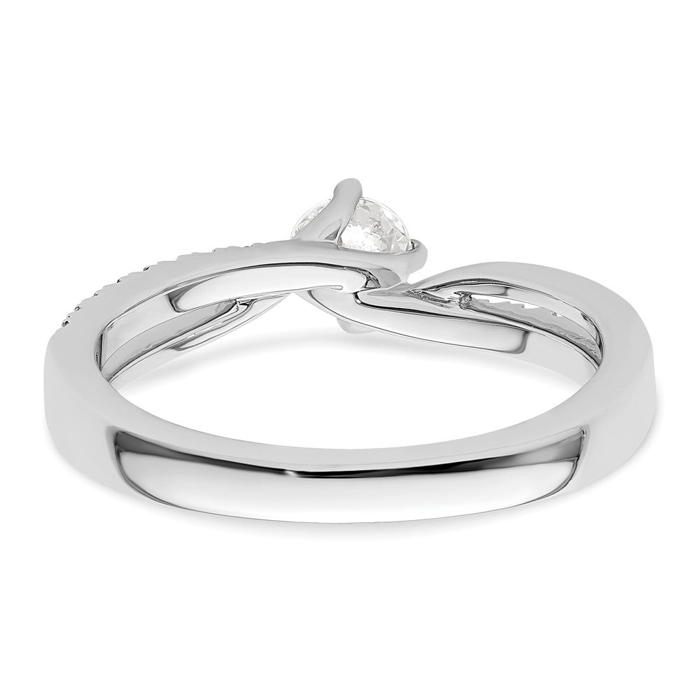 14K White Gold By Pass (Holds 1/3 Carat (4.5mm) Round Center) 1/6 Diamond Semi Mount Engagement Ring