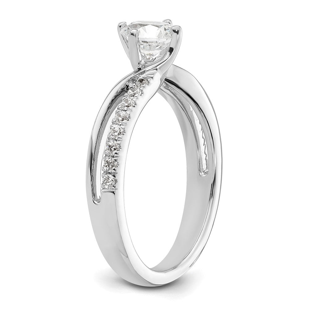 14K White Gold By-Pass (Holds 3/4 carat (5.8mm) Round Center) 1/5 carat Diamond Semi-mount Engagement Ring