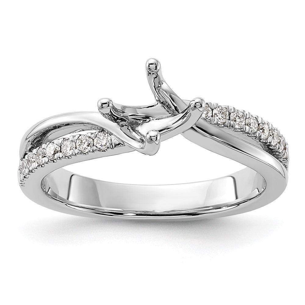 14K White Gold By-Pass (Holds 3/4 carat (5.8mm) Round Center) 1/5 carat Diamond Semi-mount Engagement Ring
