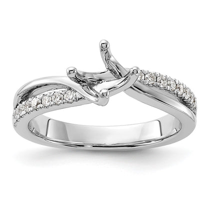 14K White Gold By-Pass (Holds 3/4 carat (5.8mm) Round Center) 1/5 carat Diamond Semi-mount Engagement Ring