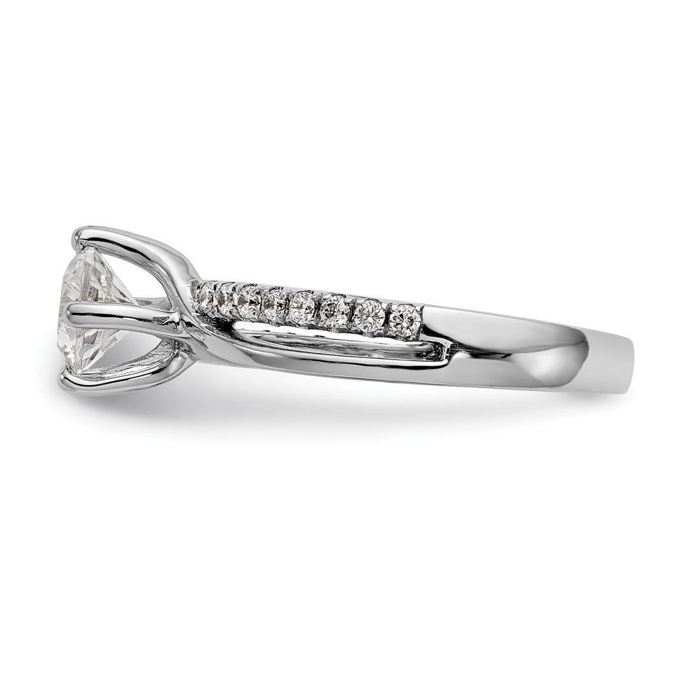 14K White Gold By-Pass (Holds 1 carat (6.5mm) Round Center) 1/4 carat Diamond Semi-mount Engagement Ring
