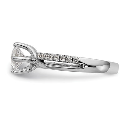14K White Gold By-Pass (Holds 1 carat (6.5mm) Round Center) 1/4 carat Diamond Semi-mount Engagement Ring