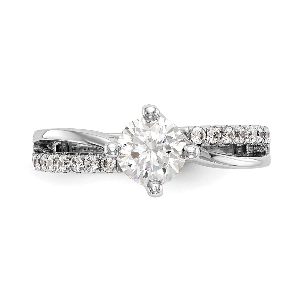 14K White Gold By-Pass (Holds 1 carat (6.5mm) Round Center) 1/4 carat Diamond Semi-mount Engagement Ring