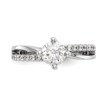 14K White Gold By-Pass (Holds 1 carat (6.5mm) Round Center) 1/4 carat Diamond Semi-mount Engagement Ring