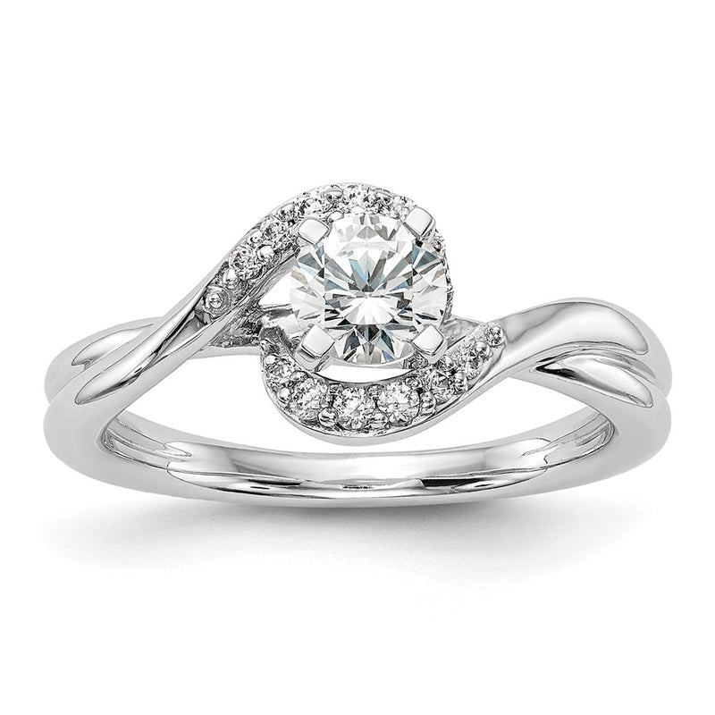 14kw Peg Set Simulated Diamond By Pass Engagement Ring