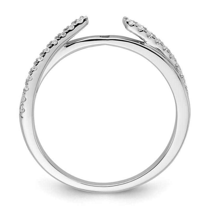 14k White Gold Peg Set Simulated Diamond By Pass Engagement Ring