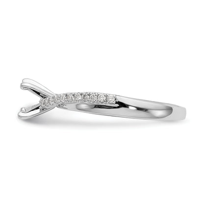 14k White Gold Peg Set Simulated Diamond By Pass Engagement Ring