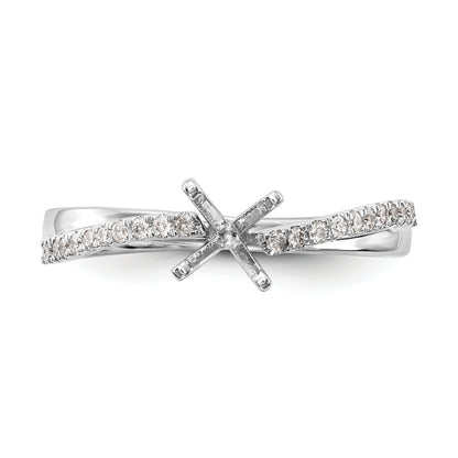 14k White Gold Peg Set Simulated Diamond By Pass Engagement Ring