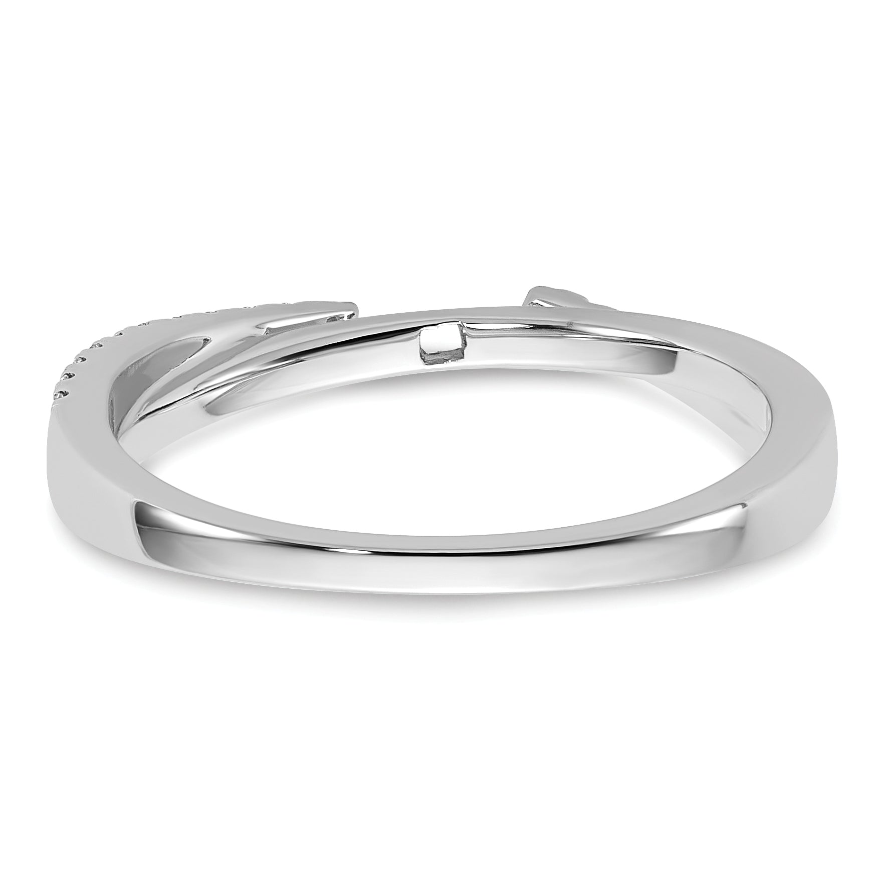 14k White Gold Peg Set Simulated Diamond By Pass Engagement Ring