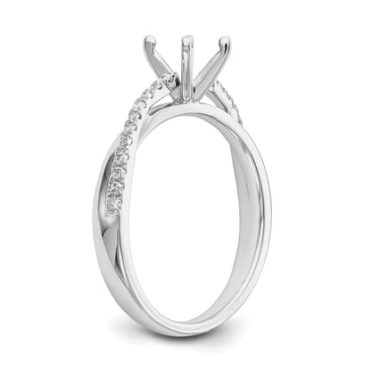 14k White Gold Peg Set Simulated Diamond By Pass Engagement Ring