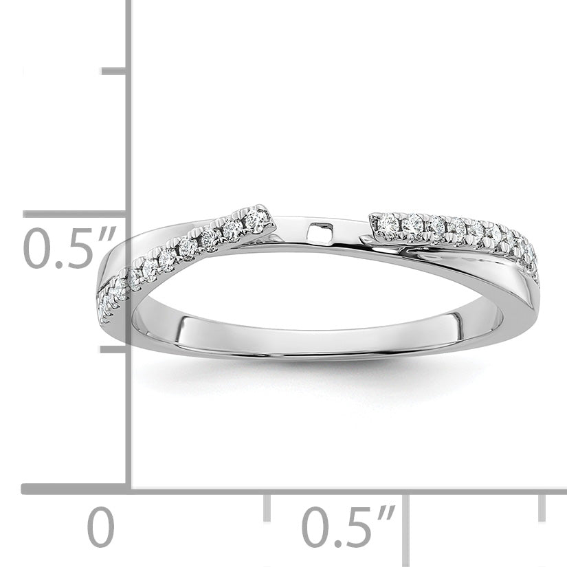 14k White Gold Peg Set Simulated Diamond By Pass Engagement Ring