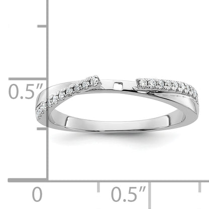 14k White Gold Peg Set Simulated Diamond By Pass Engagement Ring